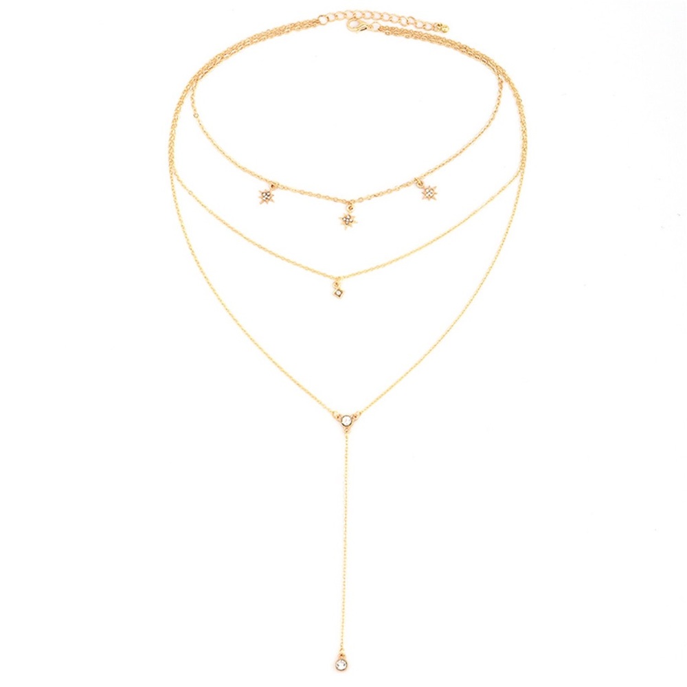 Boho Multilayer Star, Sun, Crystal Necklace - Picture 4 of 16